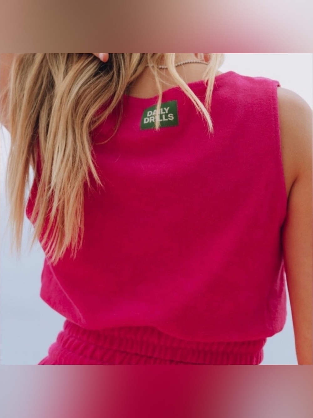 Daily Drills Terry Tank Pink Cotton M/L